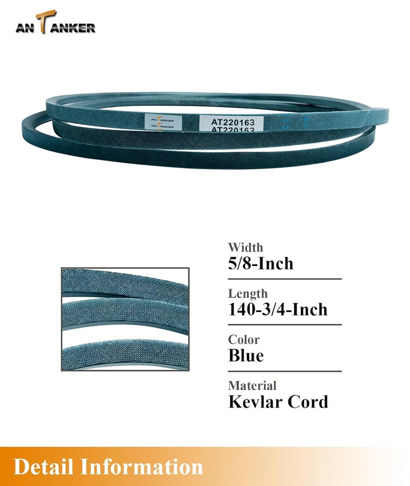 Antanker 791988 Deck Belt Replace for Hustler 52" Deck Raptor Zero Turn Mower 117164 EX 124379, Kevlar Cord, 140.75" Belt - Image 3